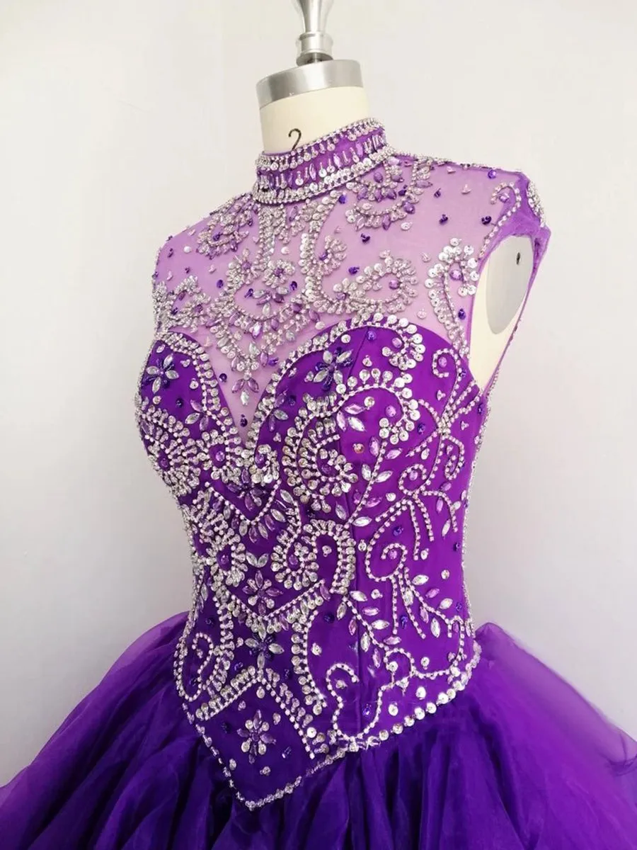 Organza High Neck Quinceanera Dresses Prom Dresses