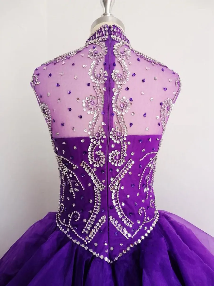 Organza High Neck Quinceanera Dresses Prom Dresses