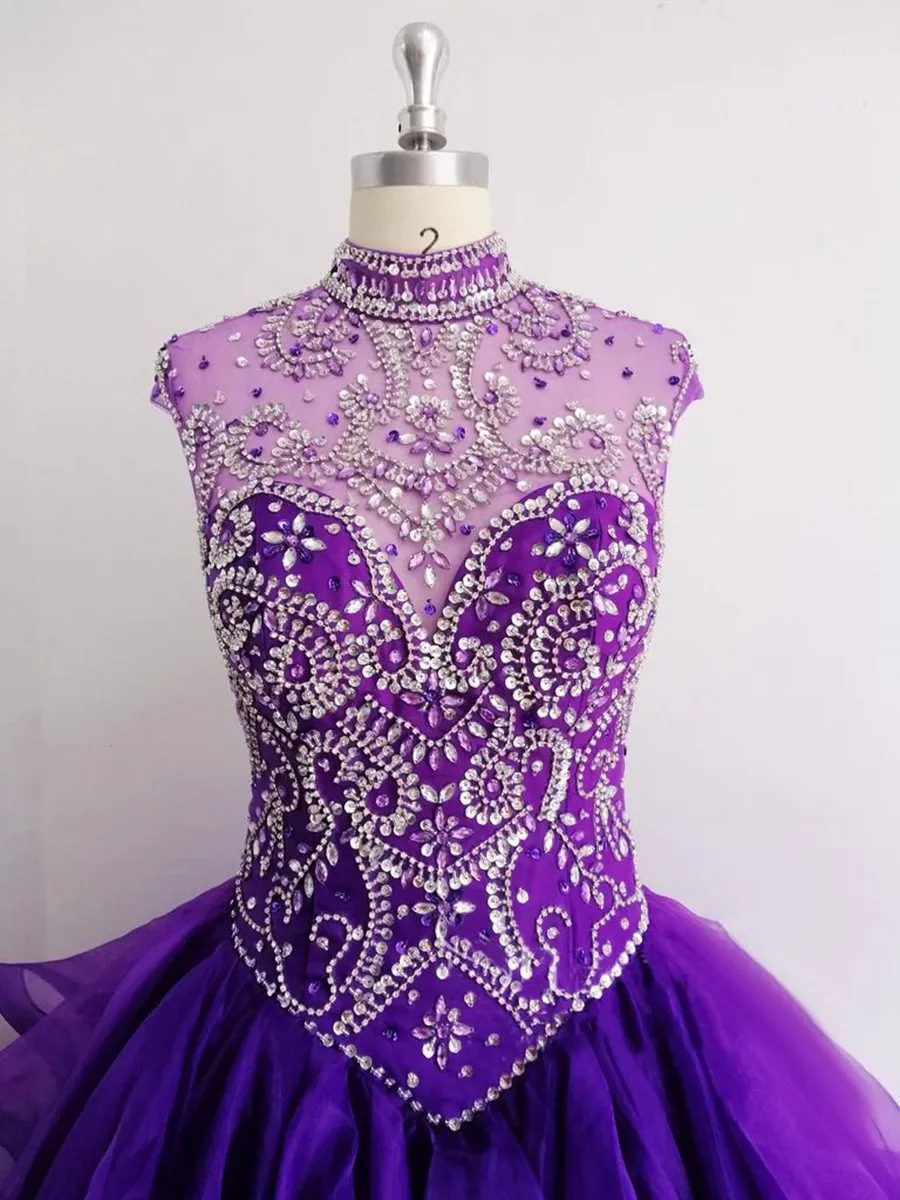 Organza High Neck Quinceanera Dresses Prom Dresses