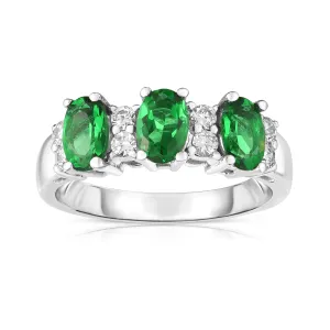 Oval Gemstone & 0.25Ct Diamond Ring in 14K White Gold