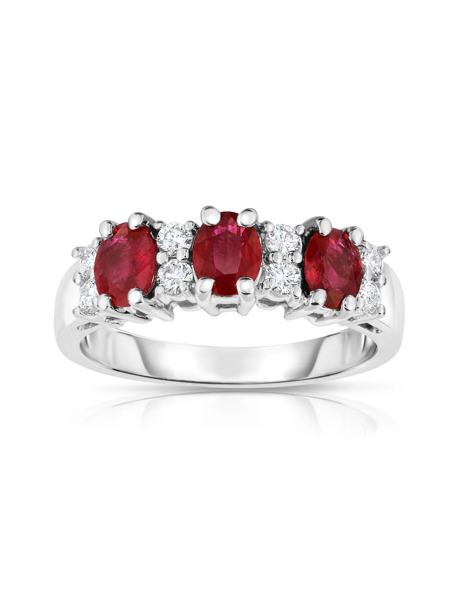 Oval Gemstone & 0.25Ct Diamond Ring in 14K White Gold