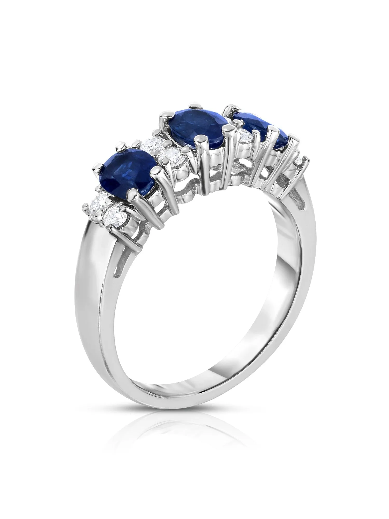 Oval Gemstone & 0.25Ct Diamond Ring in 14K White Gold