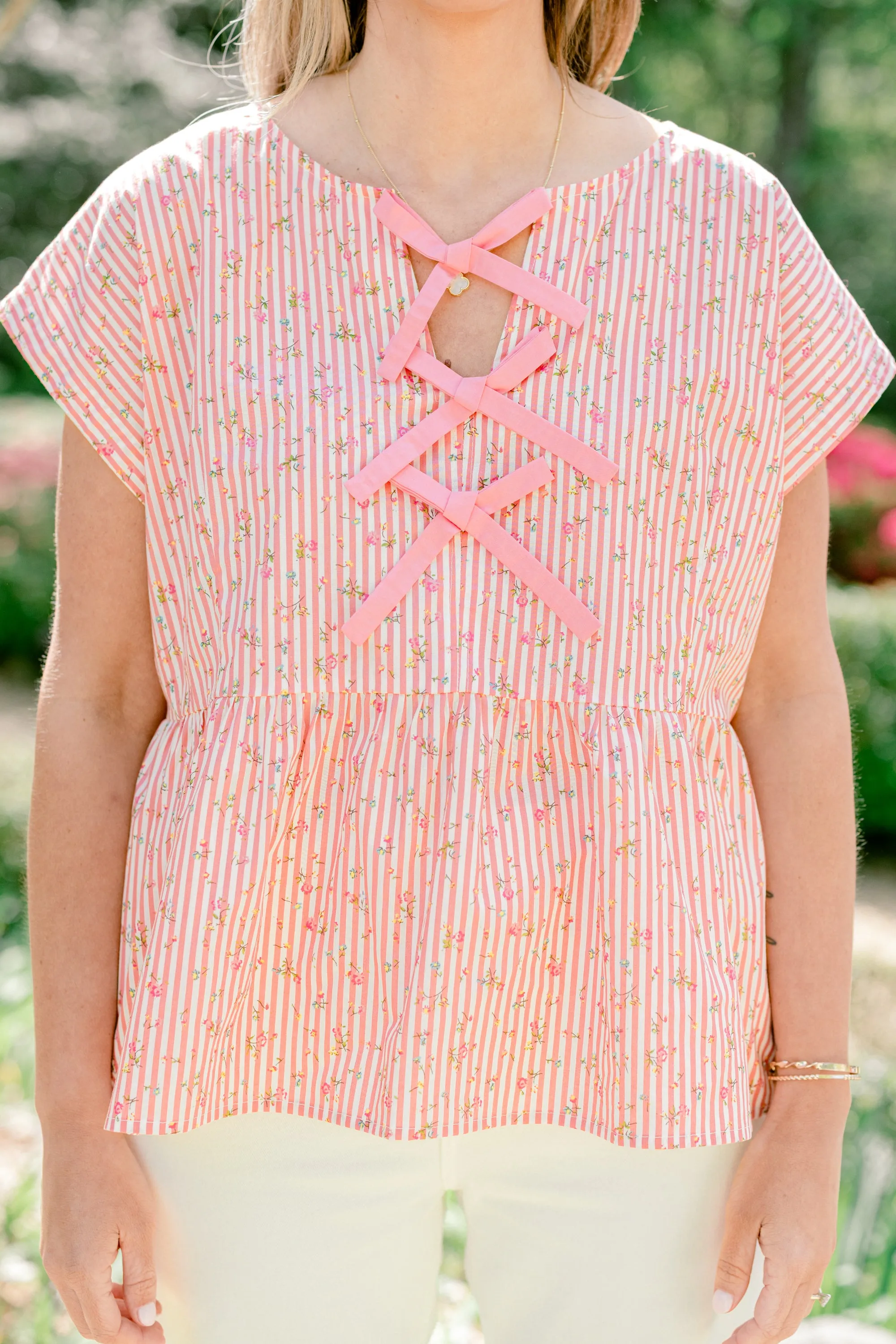 Over The Water Top, Pink Stripe
