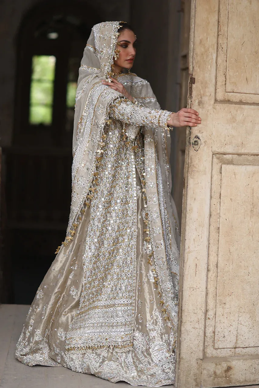 Pakistani Bridal Dress in open Shirt Lehenga Style