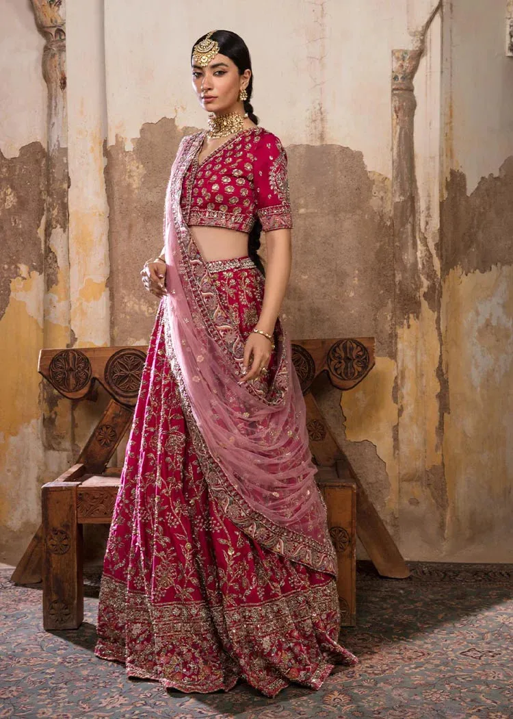 Pakistani Bridal Dress in Red Lehenga and Choli Style