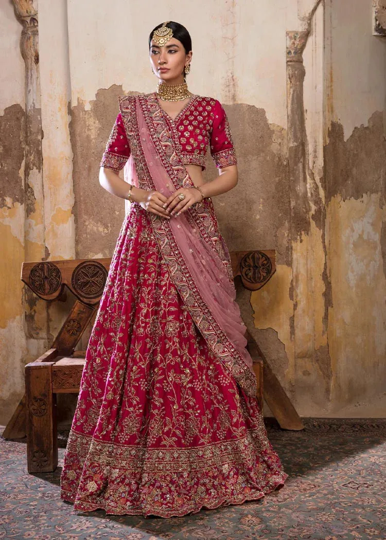 Pakistani Bridal Dress in Red Lehenga and Choli Style