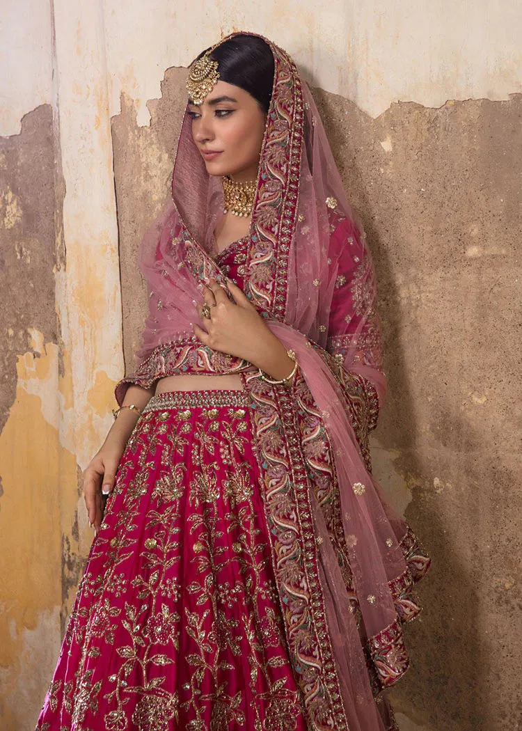 Pakistani Bridal Dress in Red Lehenga and Choli Style