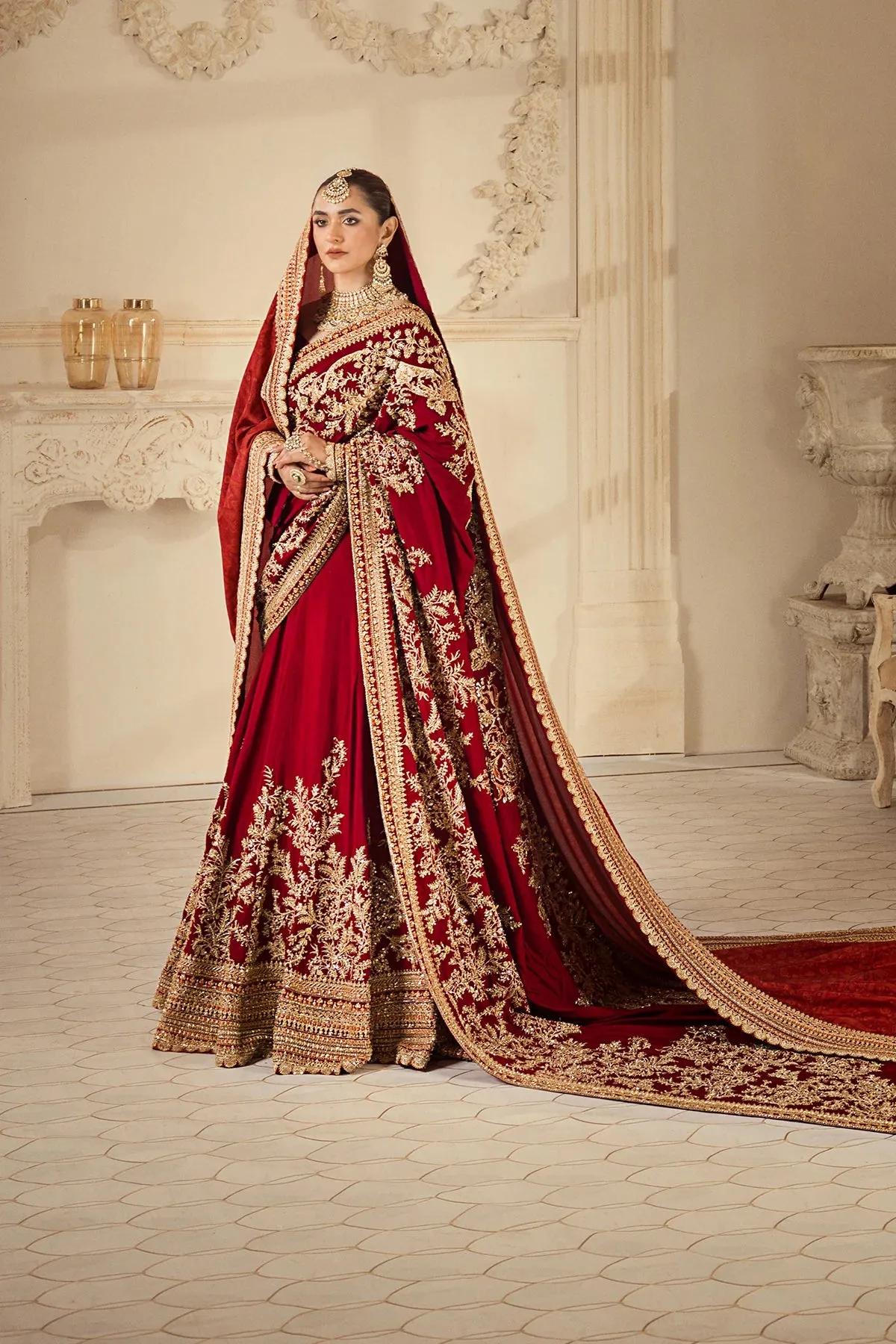 Pakistani Bridal Dress in RUBY RADIANCE  Lehenga and Choli Style