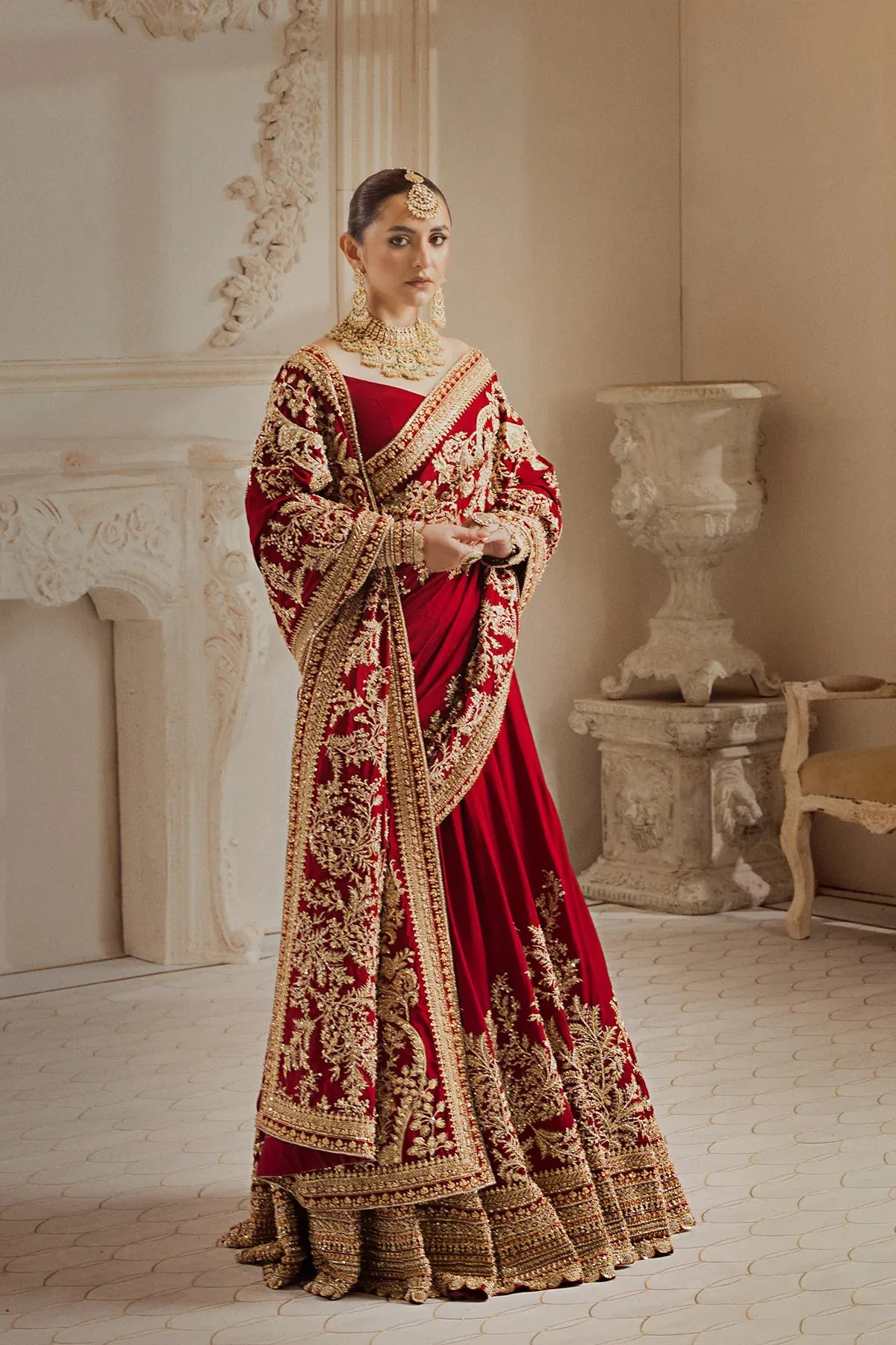 Pakistani Bridal Dress in RUBY RADIANCE  Lehenga and Choli Style
