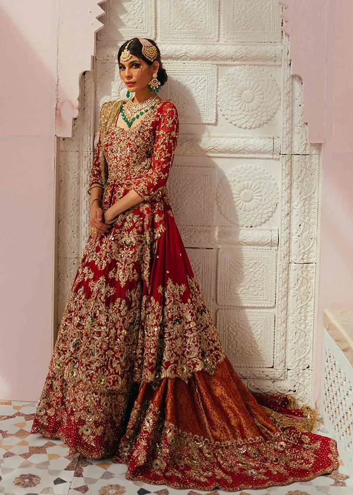 Pakistani Bridal Dress in Wedding long-tail  Lehenga  Gown  Style