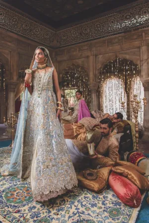 Pakistani Bridal  Ice Blue Gown & Bridal Dupatta