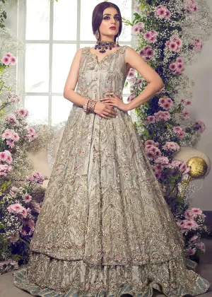 Pakistani Bridal Walima Dress in Gown  lehenga and Dupatta Style