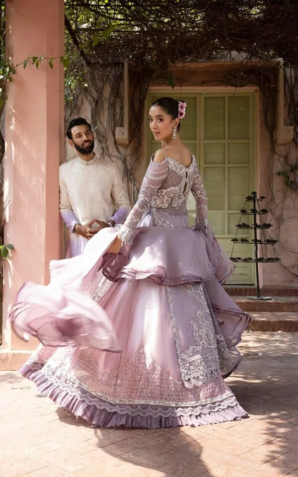 pakistani  wedding dress Lilac open gown with lehenga