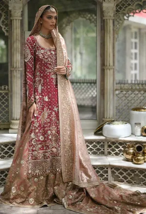 Peach Lehenga With Long Shirt