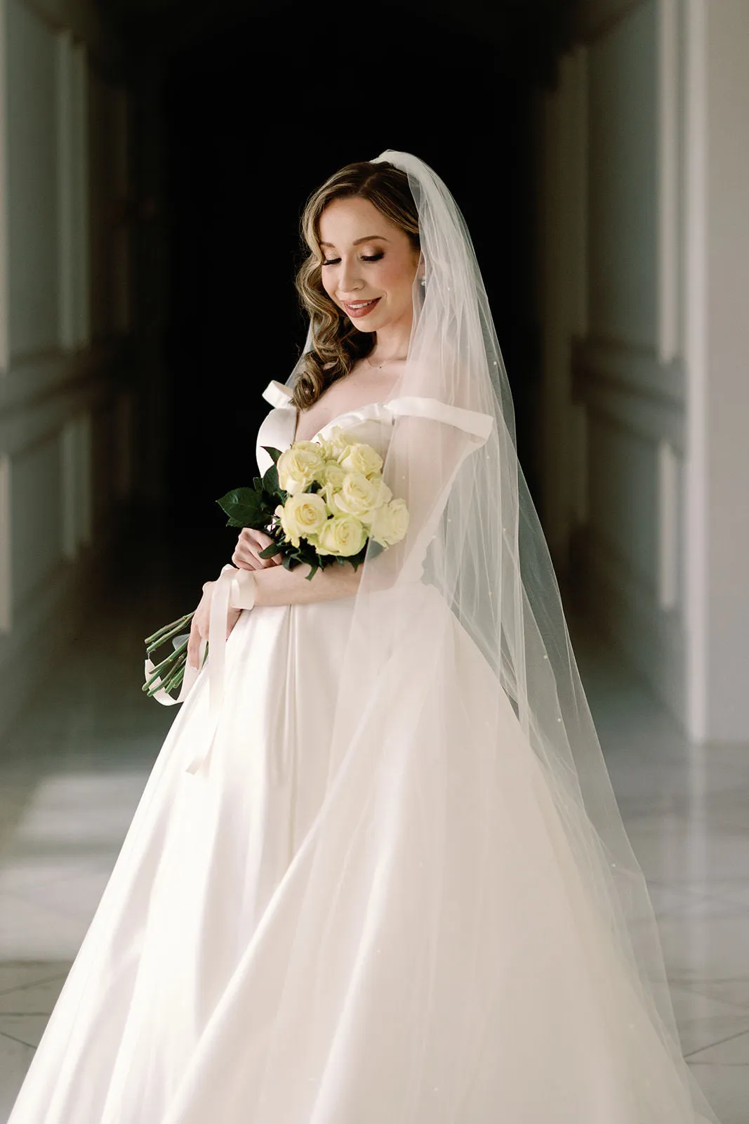 Pearl Cathedral Length Wedding Veil with Scattered Beading
