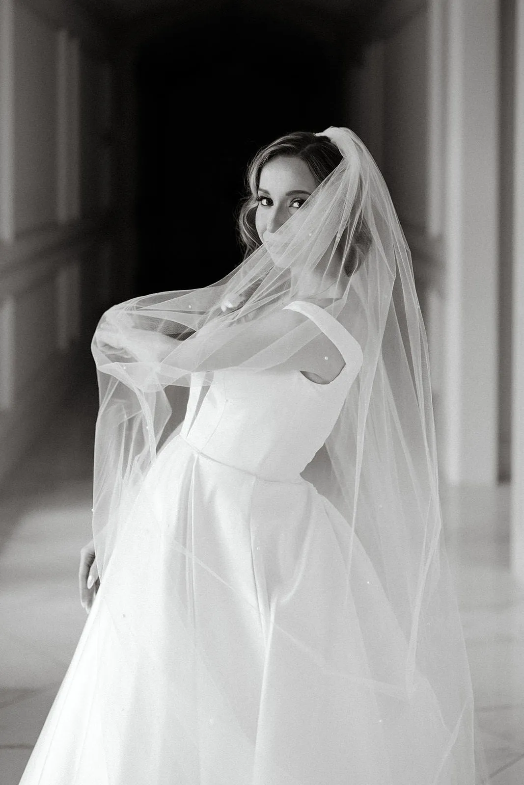 Pearl Cathedral Length Wedding Veil with Scattered Beading