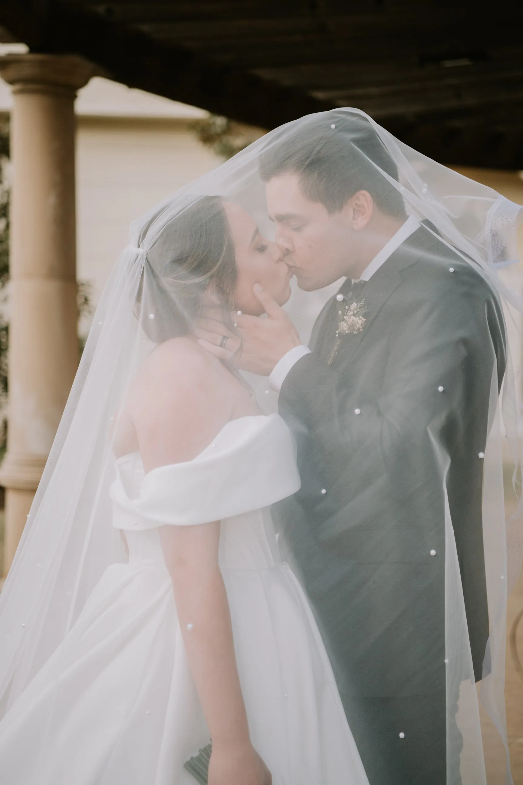 Pearl Cathedral Length Wedding Veil with Scattered Beading