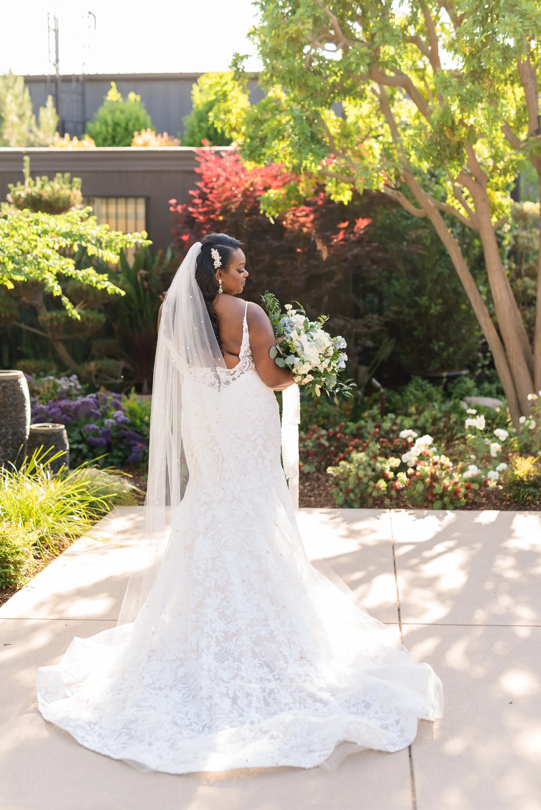 Pearl Cathedral Length Wedding Veil with Scattered Beading