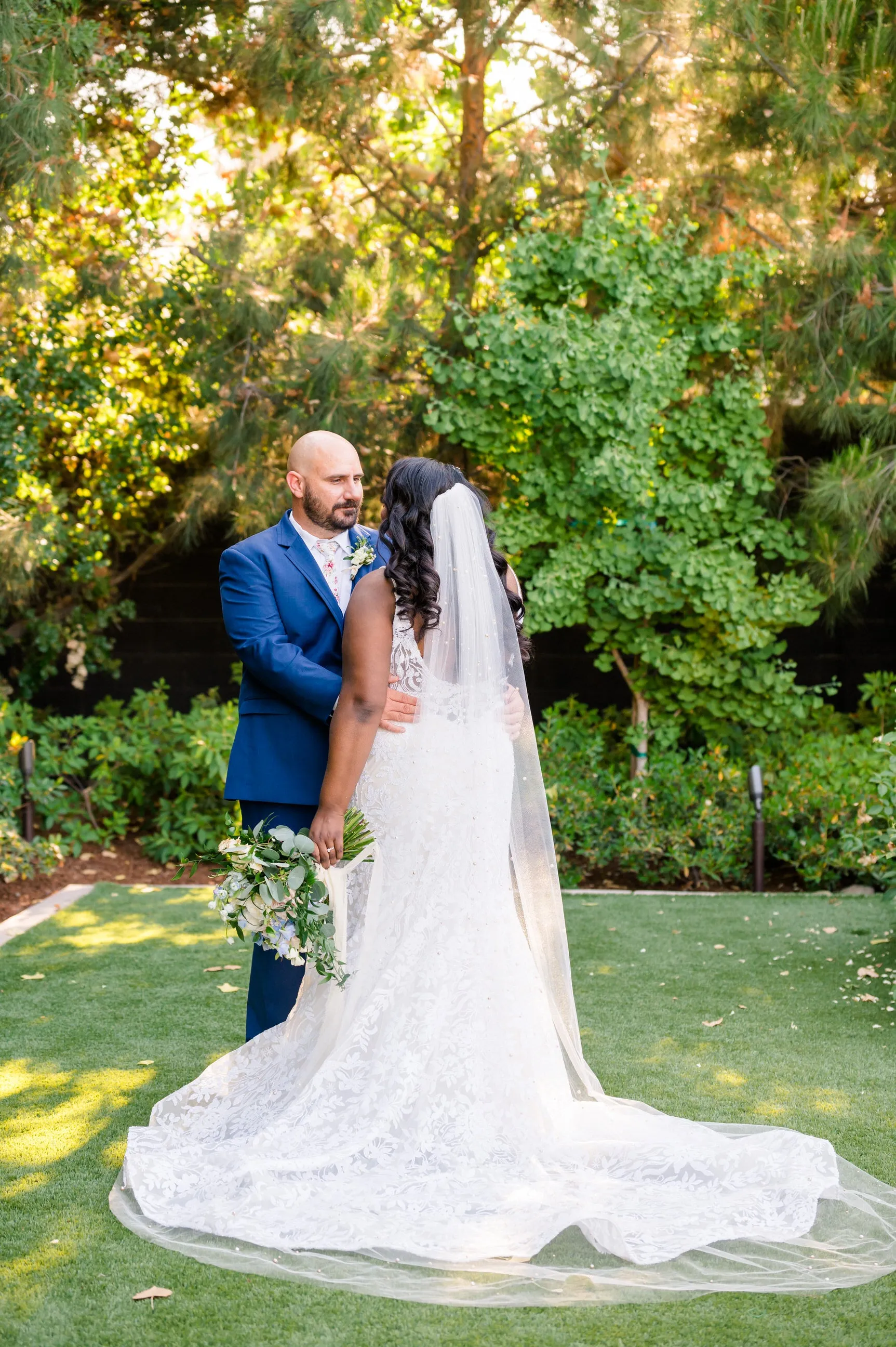 Pearl Cathedral Length Wedding Veil with Scattered Beading