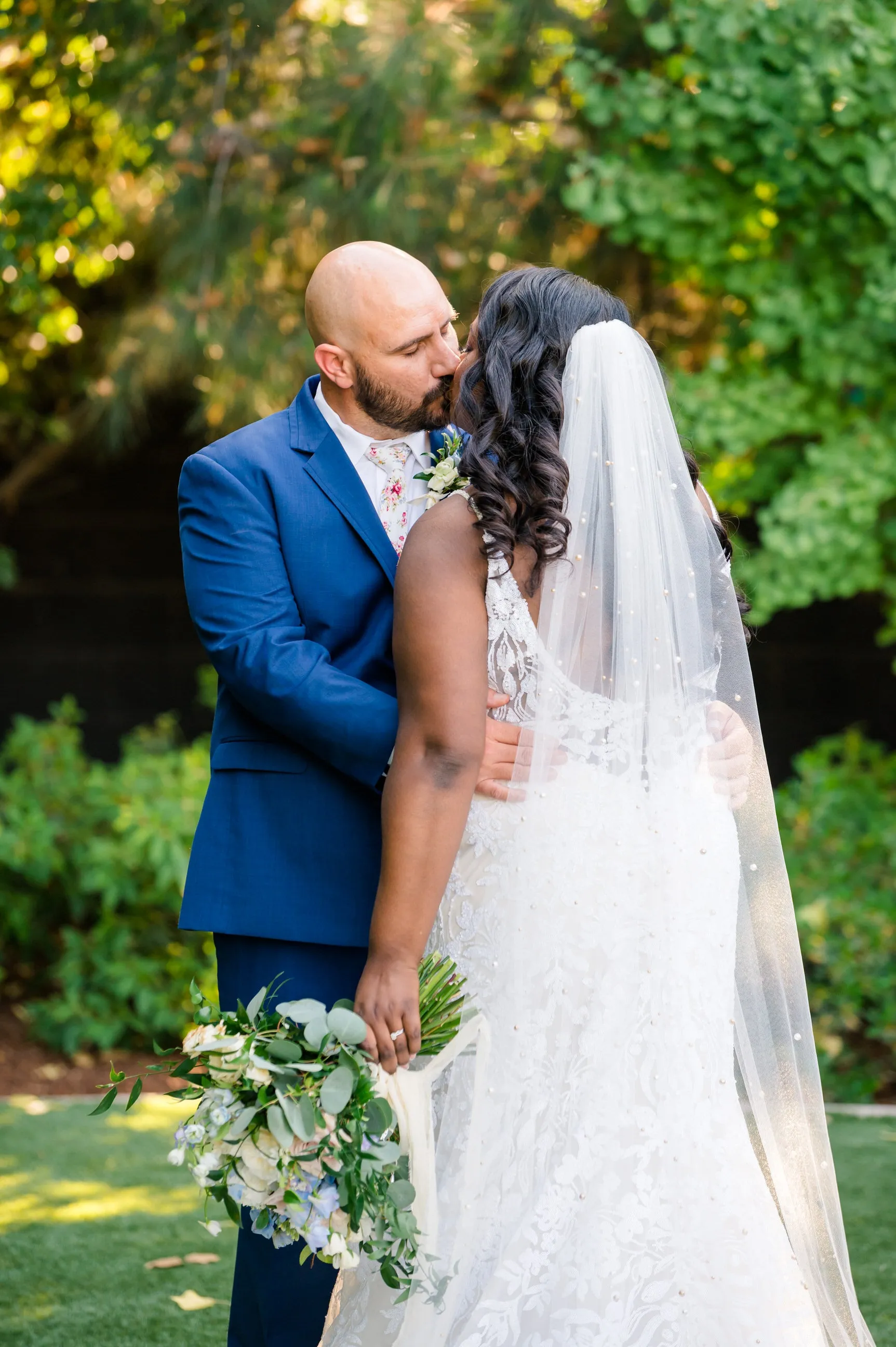 Pearl Cathedral Length Wedding Veil with Scattered Beading