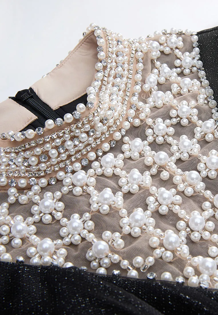 Pearl-detail Lurex Organza Gown