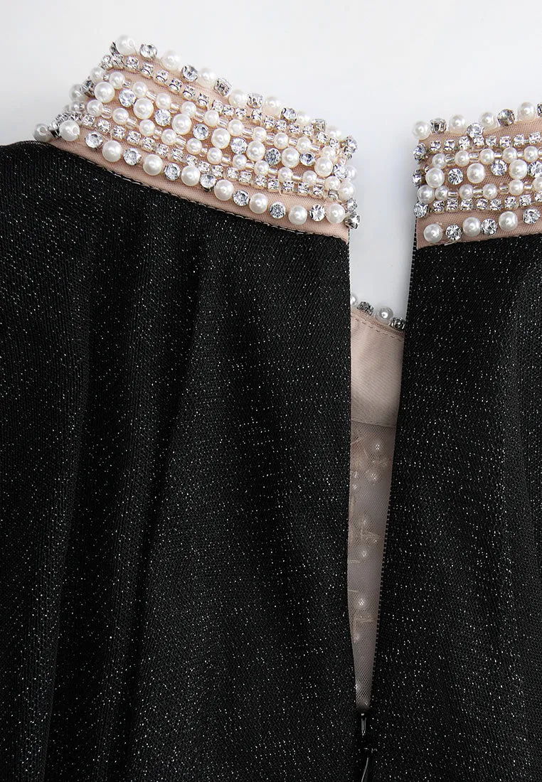 Pearl-detail Lurex Organza Gown