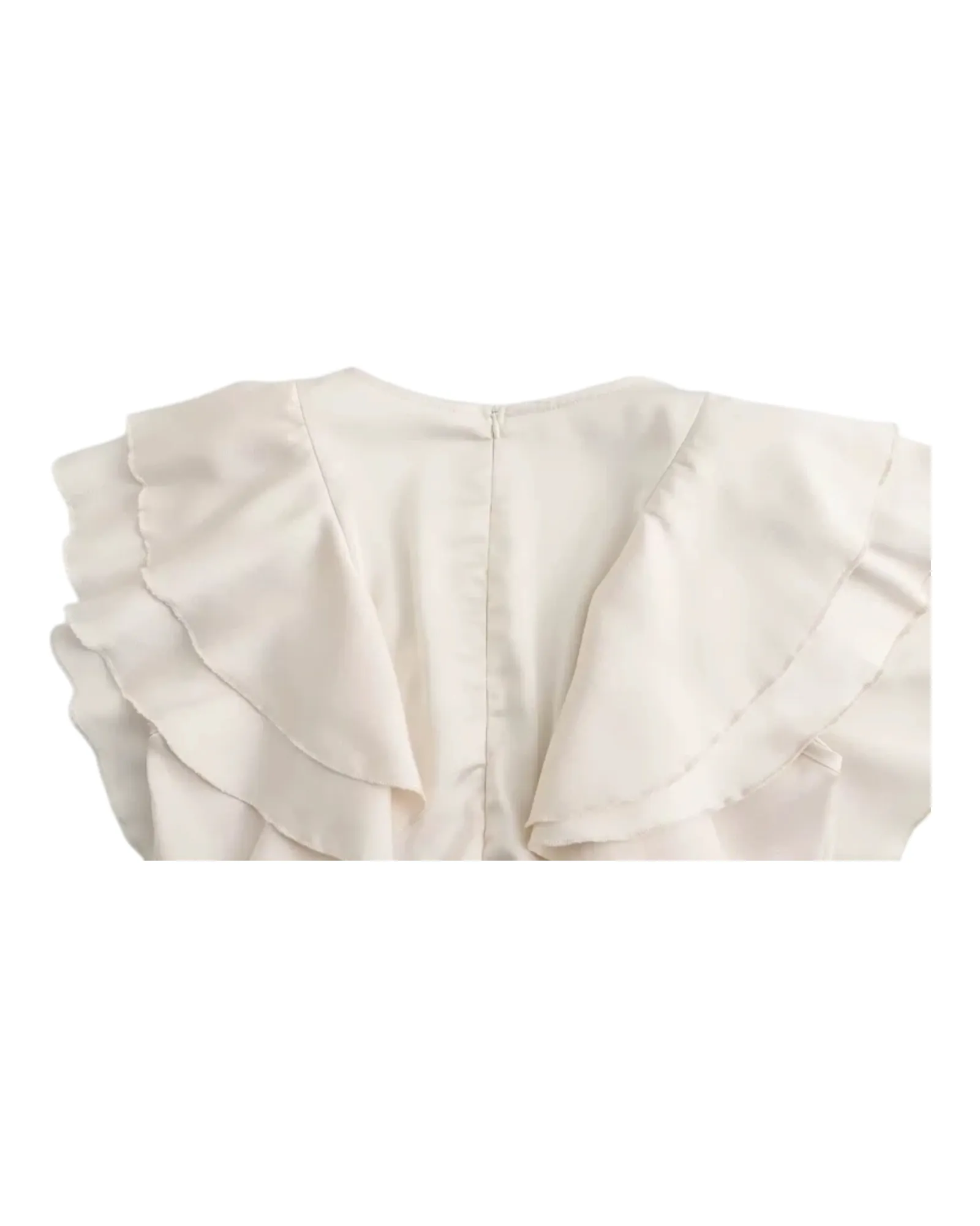 Pearly white sleeveless ruffled dress