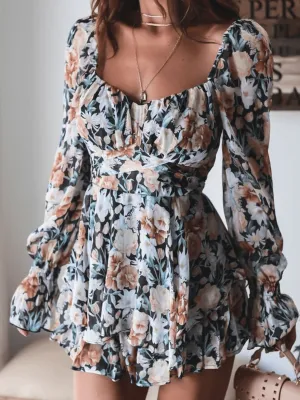 Perfect Lover Floral Pleated Mini Dress - Black