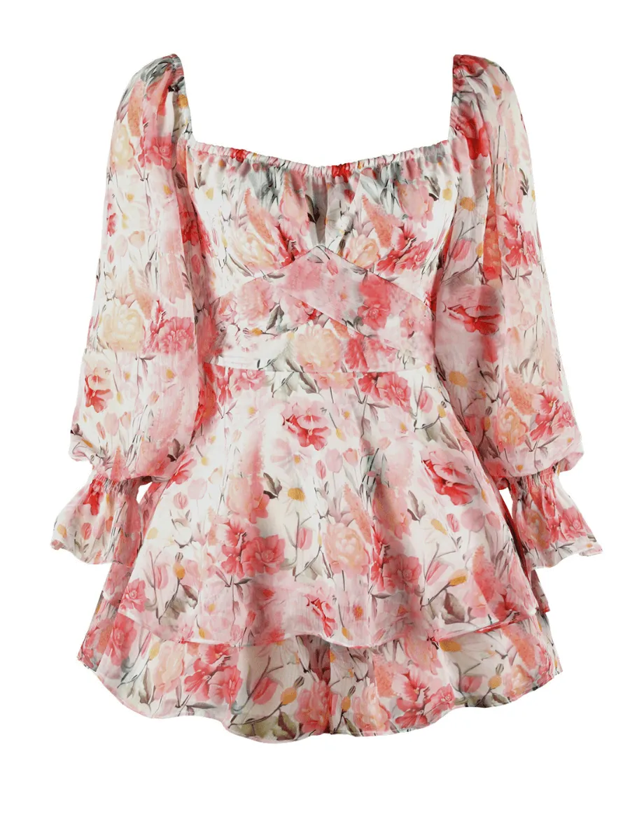 Perfect Lover Floral Pleated Mini Dress - Pink