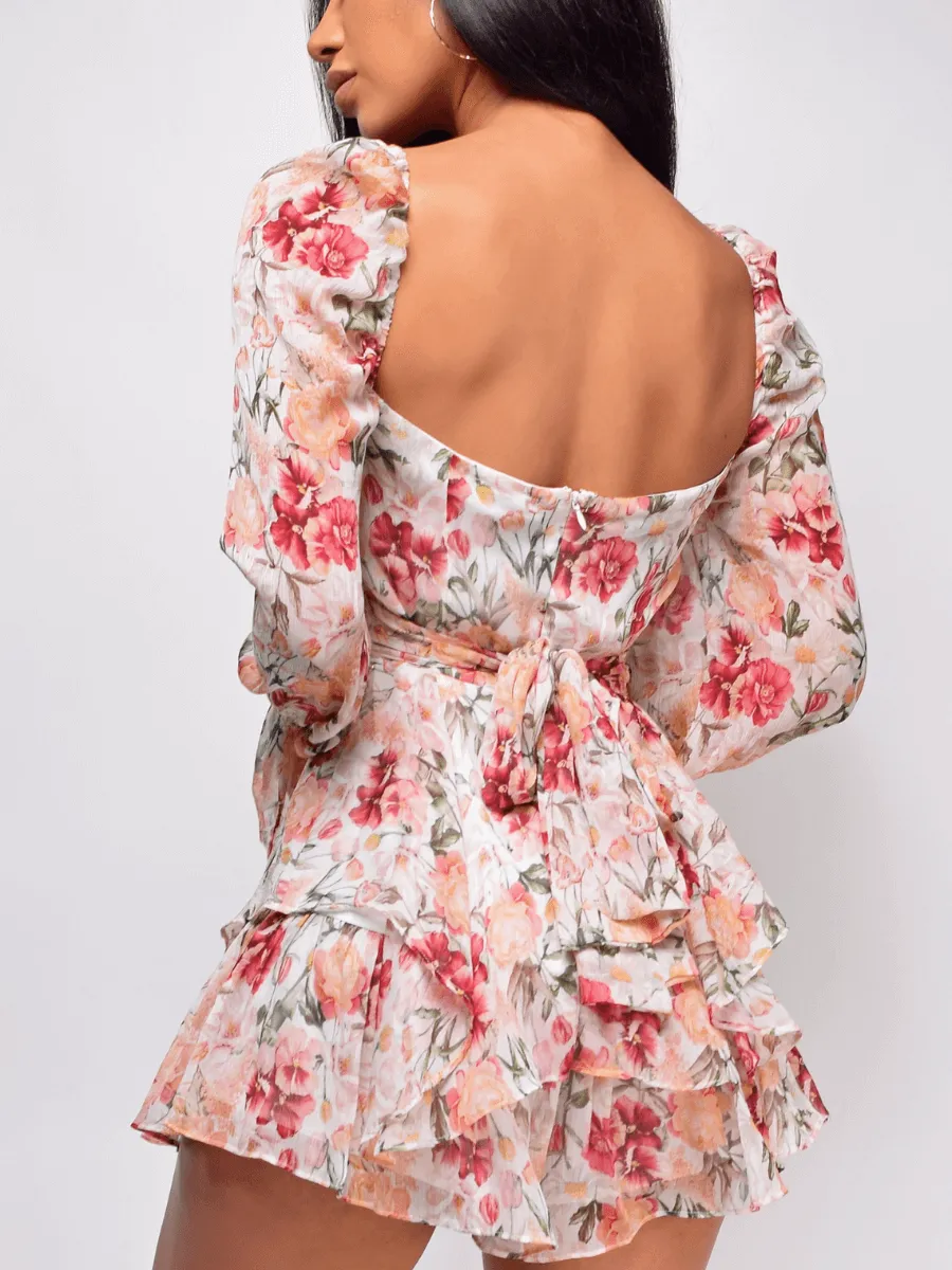 Perfect Lover Floral Pleated Mini Dress - Pink