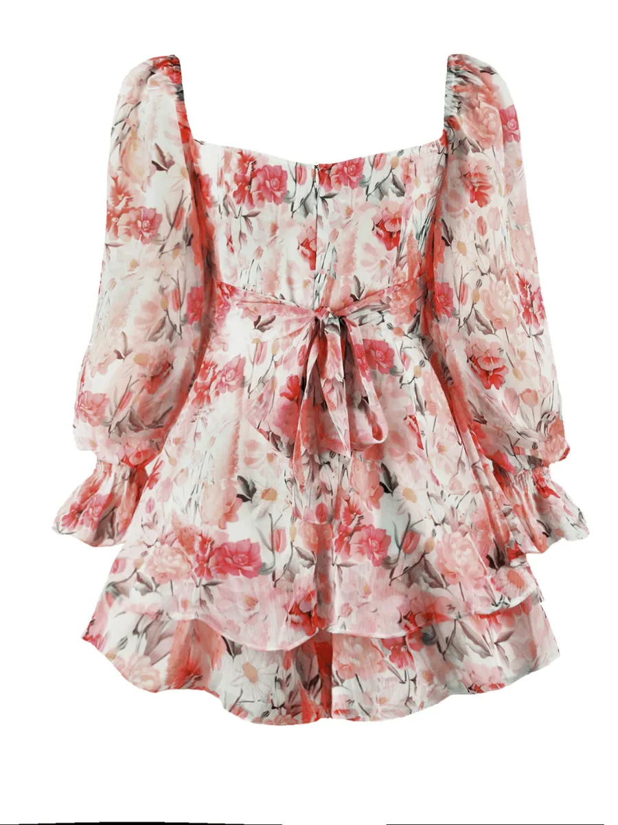 Perfect Lover Floral Pleated Mini Dress - Pink