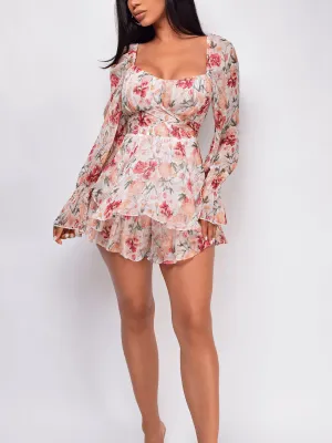 Perfect Lover Floral Pleated Mini Dress - Pink