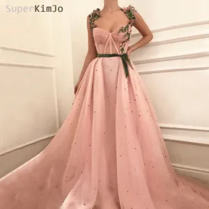pink beaded prom dresses 2020 sleeveless embroidery appliqué elegant senior formal prom gown