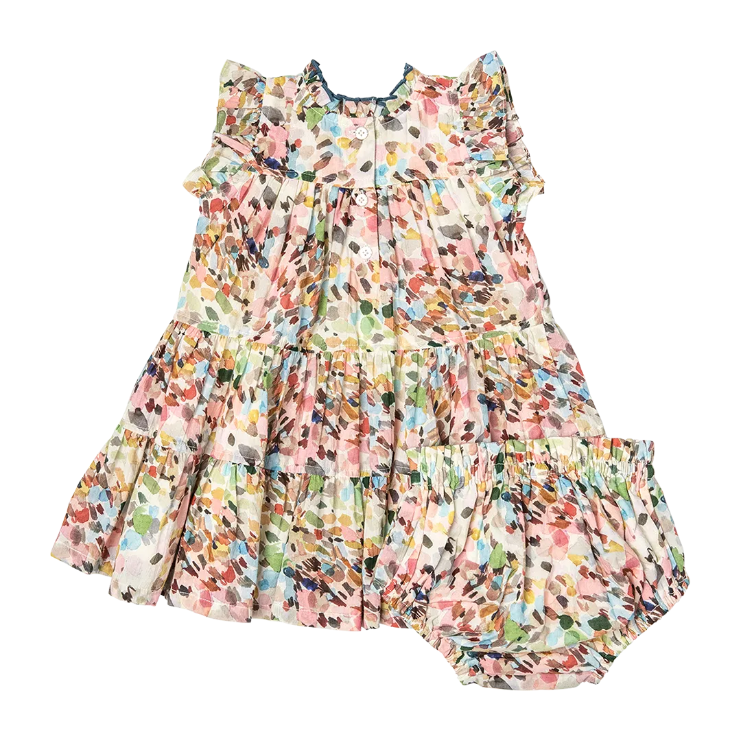 Pink Chicken Baby Girls Kalani Dress Set - Watercolor Brush