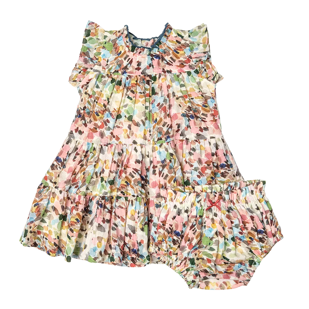 Pink Chicken Baby Girls Kalani Dress Set - Watercolor Brush