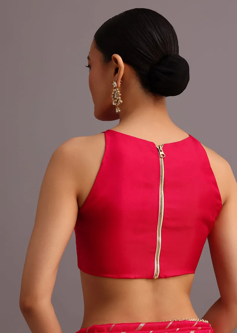 Pink Dola Silk Woven Saree And Gota Patti Border