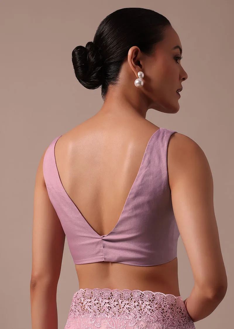 Pink Embroidered Organza Saree