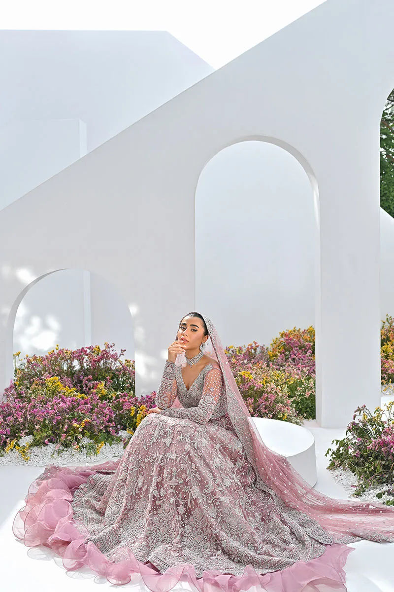 Pink gown and Dupatta Pakistani Bridal Dress