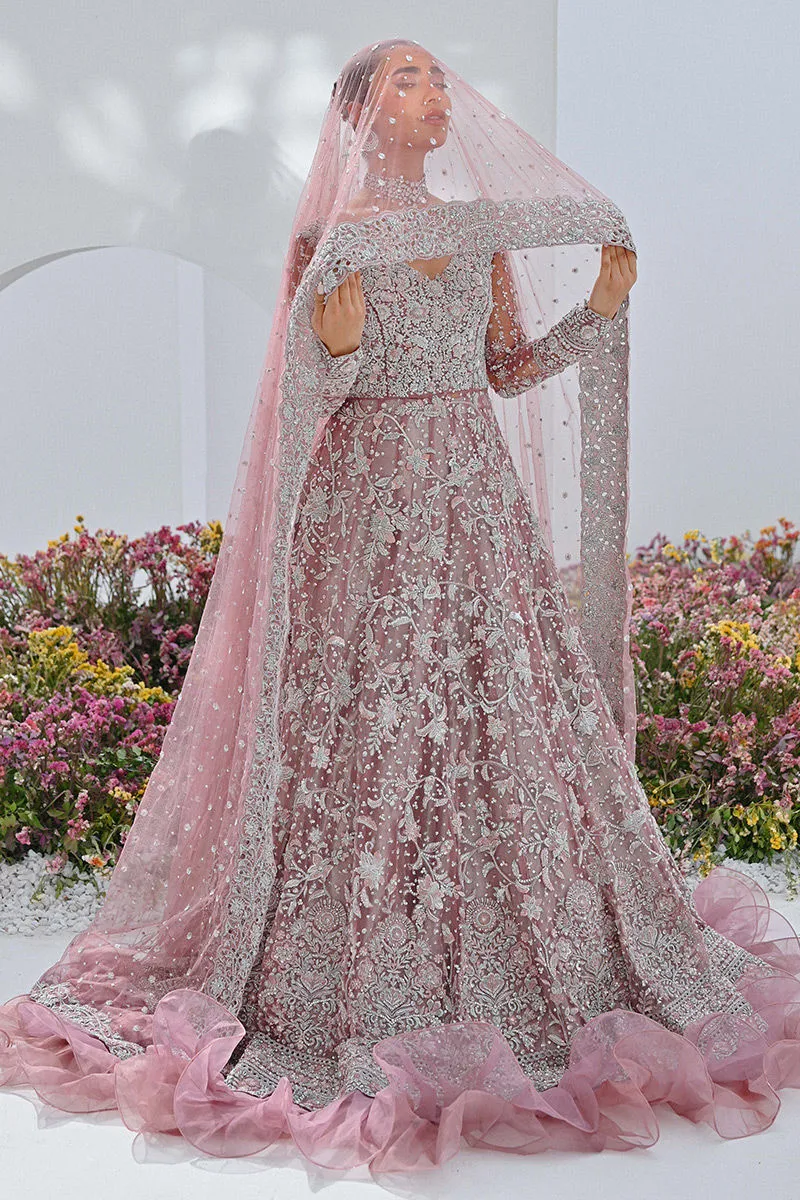 Pink gown and Dupatta Pakistani Bridal Dress