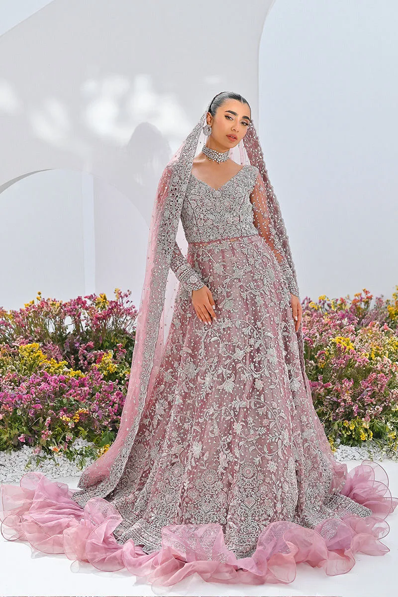Pink gown and Dupatta Pakistani Bridal Dress