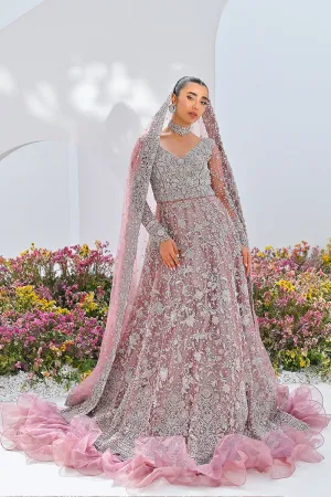 Pink gown and Dupatta Pakistani Bridal Dress