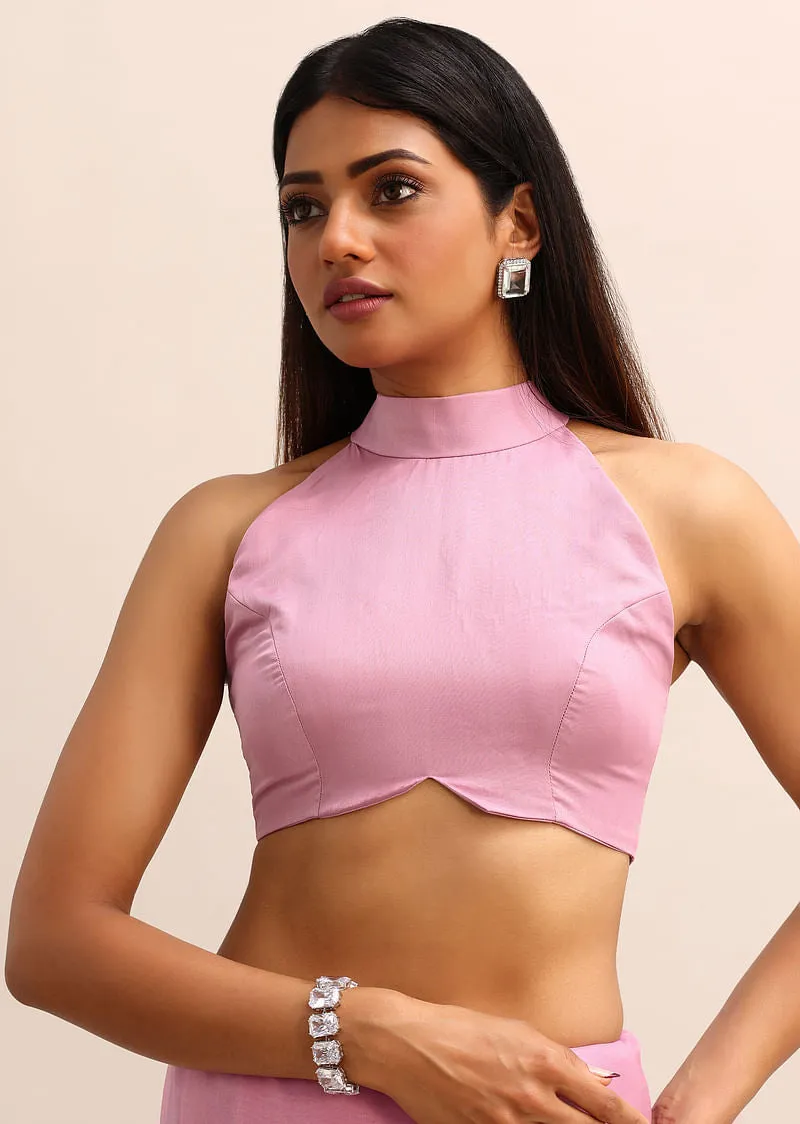 Pink Organza Saree With Embellished Scallop Border