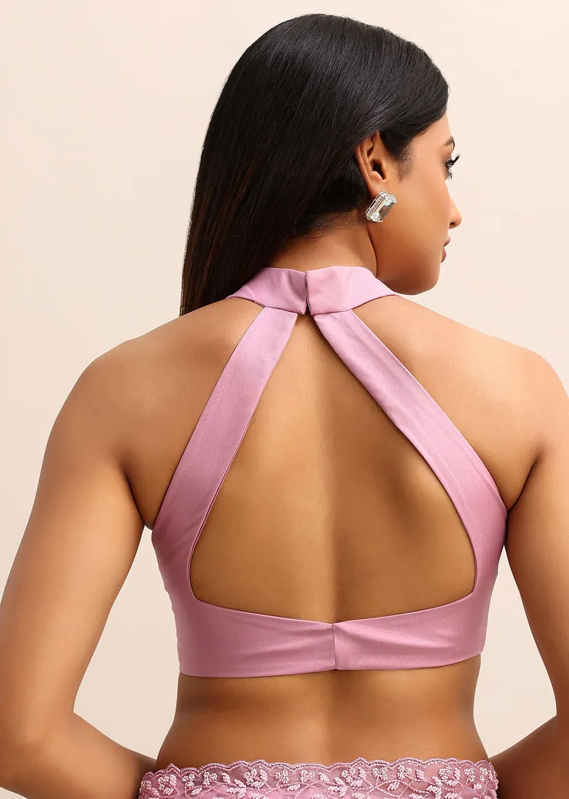 Pink Organza Saree With Embellished Scallop Border
