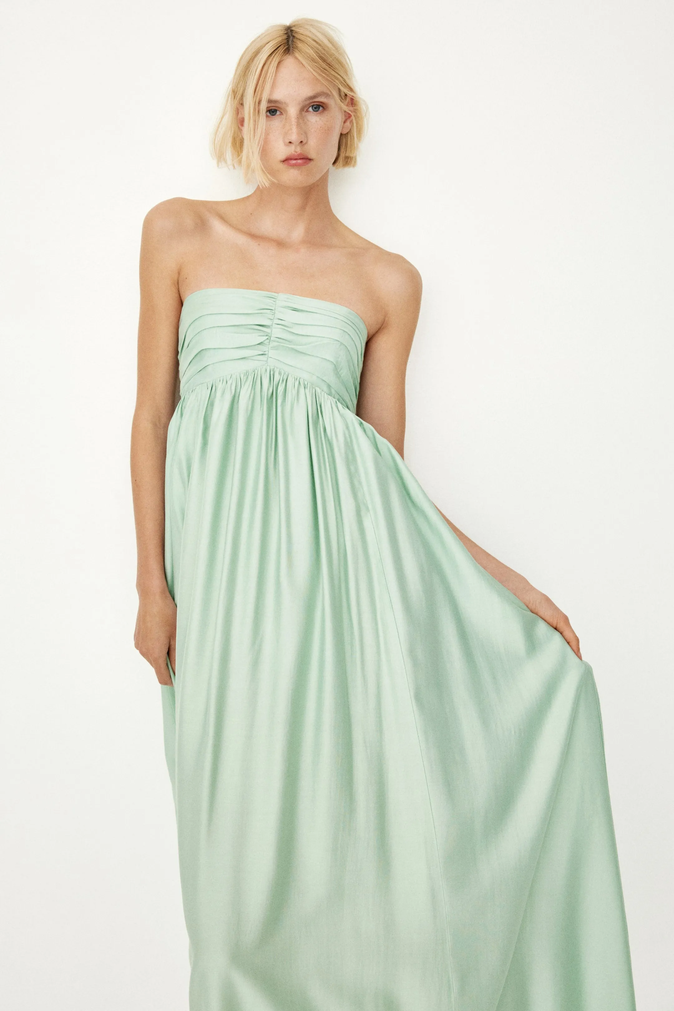 Pleated bandeau dress