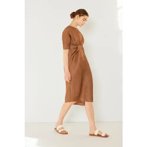 Pleated Dolman Sleeve Dress