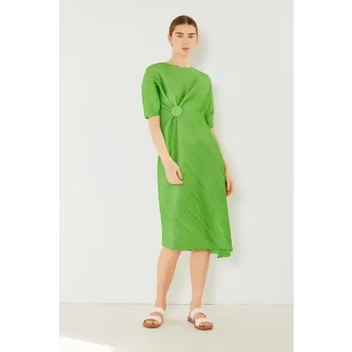 Pleated Dolman Sleeve Dress
