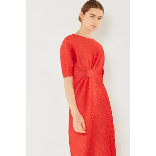 Pleated Dolman Sleeve Dress