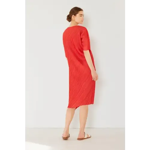 Pleated Dolman Sleeve Dress