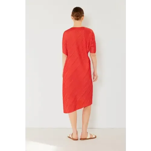 Pleated Dolman Sleeve Dress