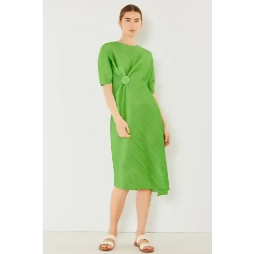 Pleated Dolman Sleeve Dress